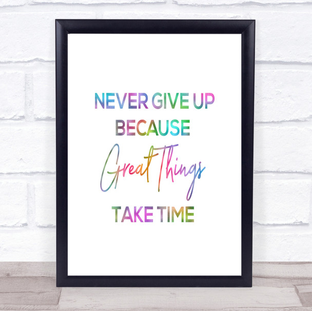 Great Things Rainbow Quote Print