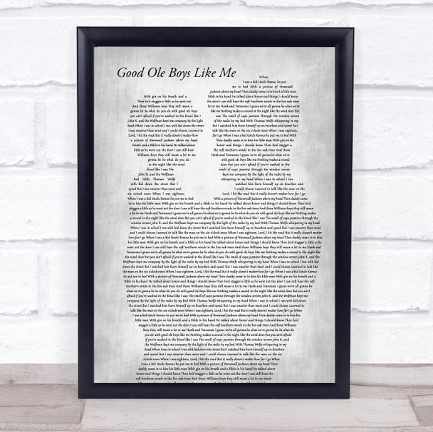 Don Williams Good Ole Boys Like Me Father & Child Grey Song Lyric Print