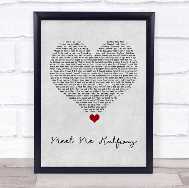 Black Eyed Peas Meet Me Halfway Grey Heart Song Lyric Quote Music Print