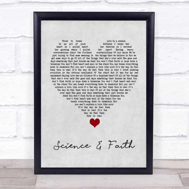 The Script Science & Faith Grey Heart Song Lyric Quote Music Print