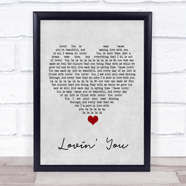 Minnie Ripperton Lovin'?áYou Grey Heart Song Lyric Quote Music Print