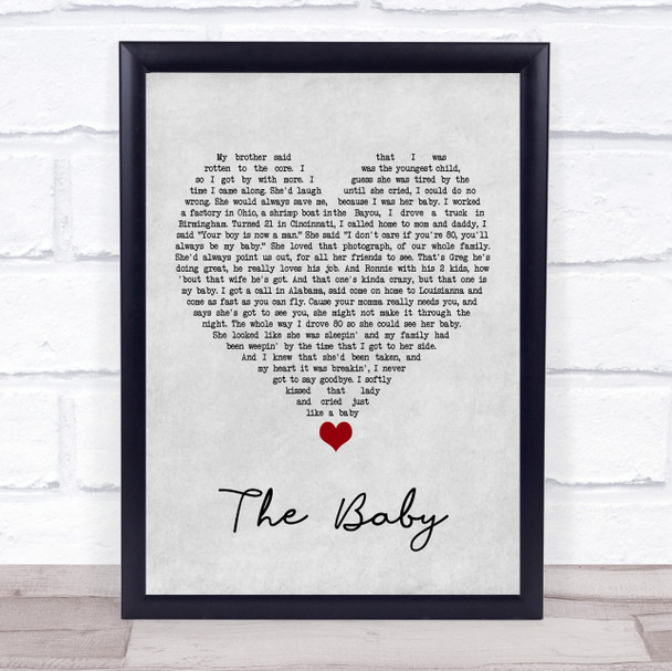 Blake Shelton The Baby Grey Heart Song Lyric Quote Music Print