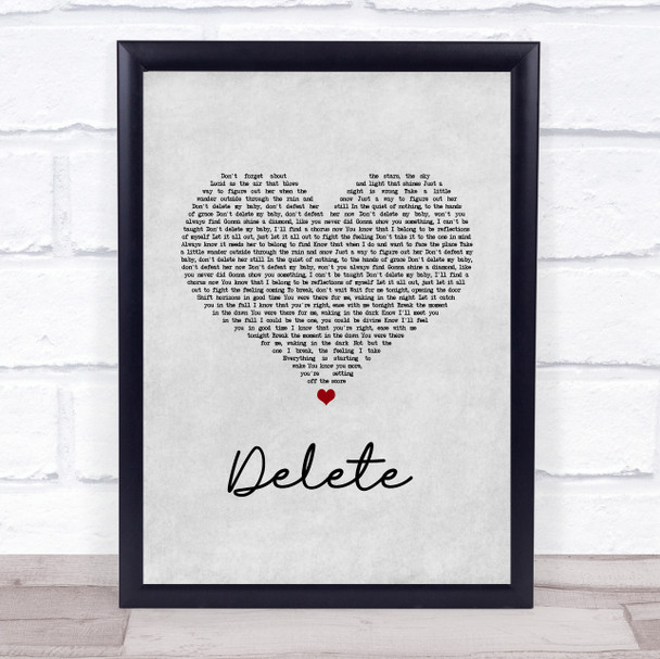 DMA'S Delete Grey Heart Song Lyric Quote Music Print