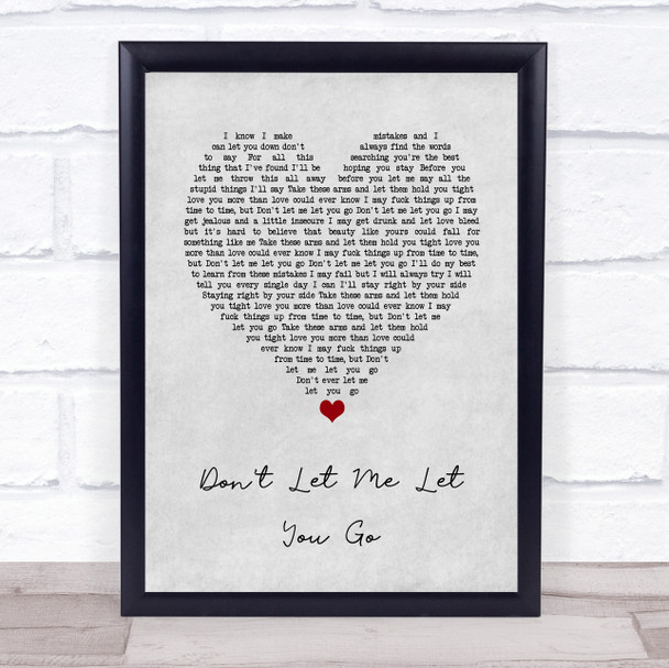 Jamie Lawson Don't Let Me Let You Go Grey Heart Song Lyric Wall Art Print