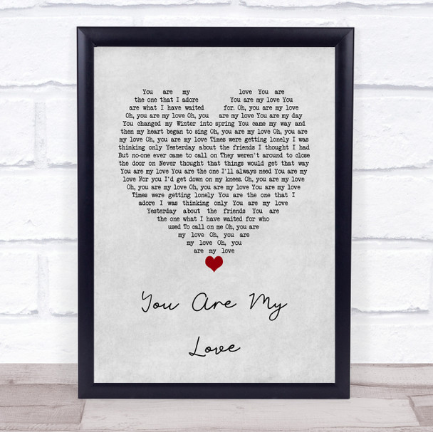 Liverpool Express You Are My Love Grey Heart Song Lyric Wall Art Print