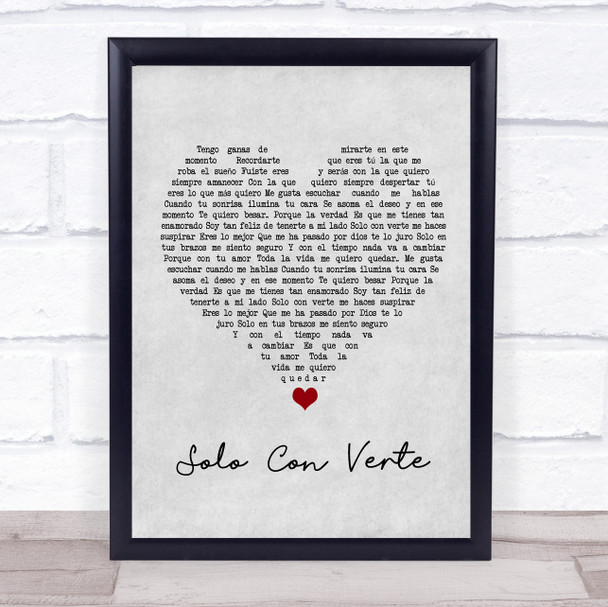 Banda MS Solo Con Verte Grey Heart Song Lyric Wall Art Print