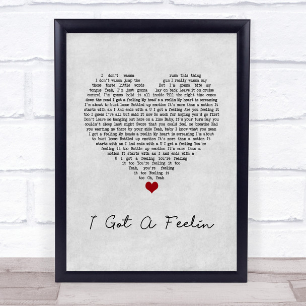 Billy Currington I Got A Feelin Grey Heart Song Lyric Wall Art Print