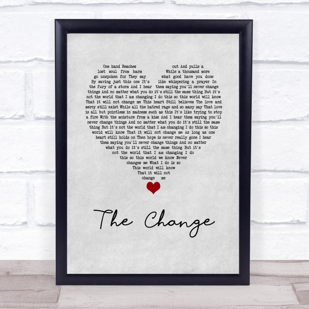 Garth Brooks The Change Grey Heart Song Lyric Wall Art Print