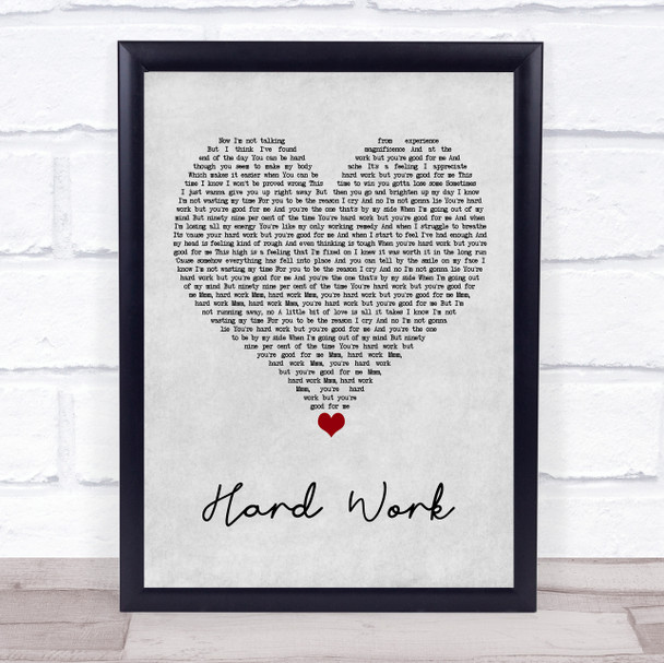 Ella Henderson Hard Work Grey Heart Song Lyric Wall Art Print