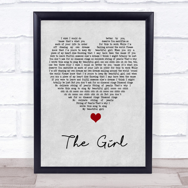 City And Colour The Girl Grey Heart Song Lyric Wall Art Print