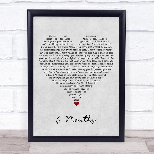 Hey Monday 6 Months Grey Heart Song Lyric Wall Art Print