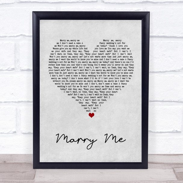 Meghan Trainor Marry Me Grey Heart Song Lyric Wall Art Print