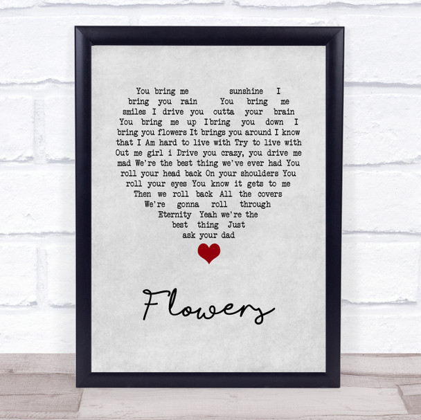 Cross Canadian Ragweed Flowers Grey Heart Song Lyric Wall Art Print