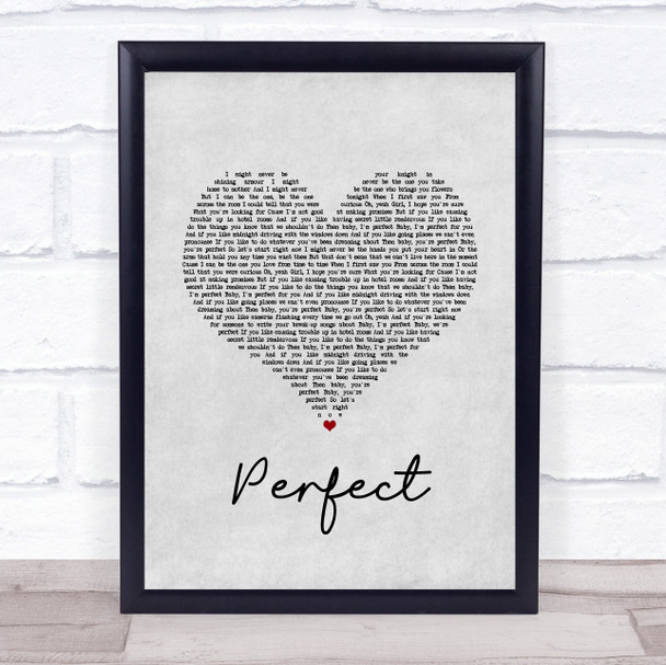 One Direction Perfect Grey Heart Song Lyric Wall Art Print