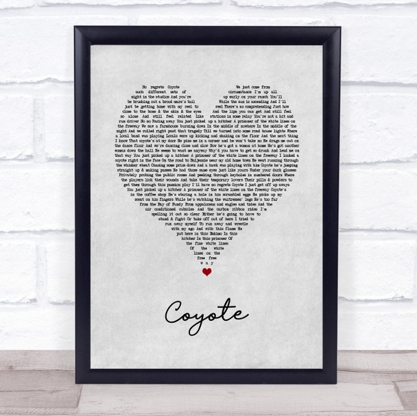 Joni Mitchell Coyote Grey Heart Song Lyric Wall Art Print