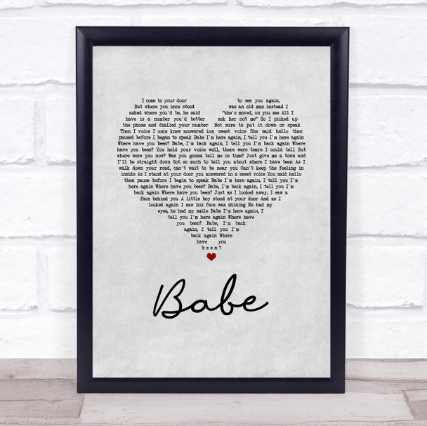 Take That Babe Grey Heart Song Lyric Wall Art Print