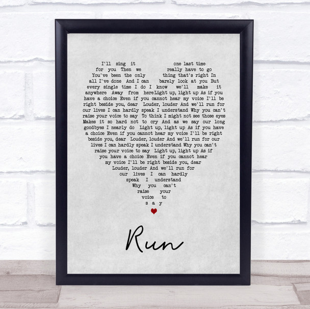 Run Leona Lewis Grey Heart Song Lyric Quote Print Run Leona Lewis Grey Heart Song Lyric Quote Print