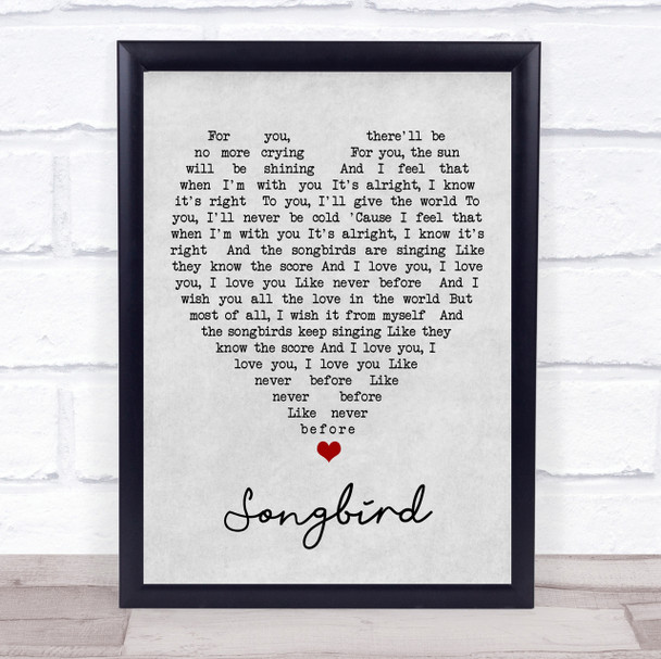 Songbird Fleetwood Mac Grey Heart Song Lyric Quote Print