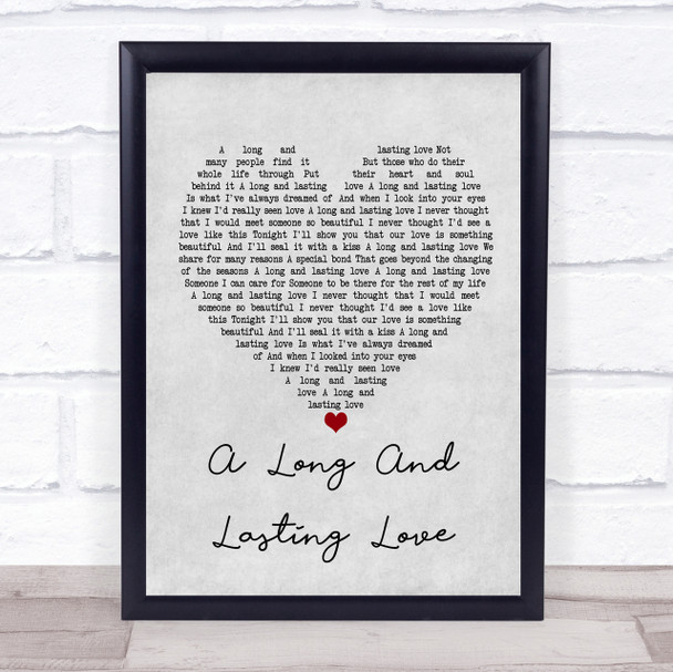 Crystal Gayle A Long And Lasting Love Grey Heart Song Lyric Quote Print