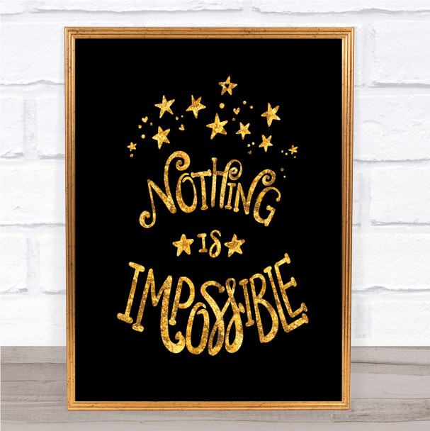 Impossible Unicorn Quote Print Black & Gold Wall Art Picture