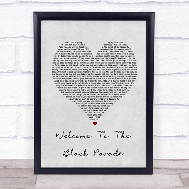 My Chemical Romance Welcome To The Black Parade Grey Heart Song Lyric Print