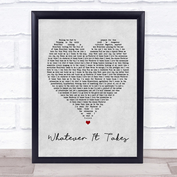 Imagine Dragons Whatever It Takes Grey Heart Song Lyric Quote Print