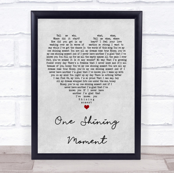 Diana Ross One Shining Moment Grey Heart Song Lyric Quote Print