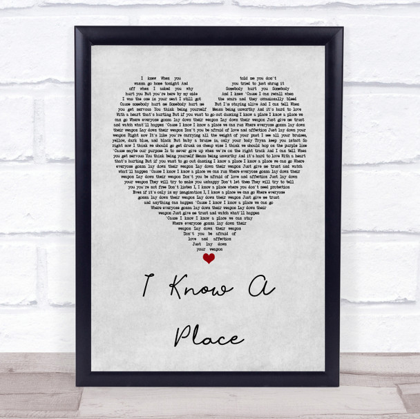 MUNA I Know A Place Grey Heart Song Lyric Quote Print
