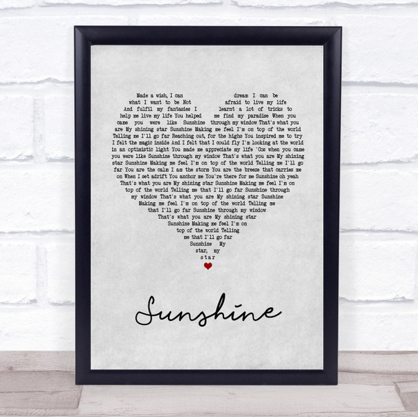 Gabrielle Sunshine Grey Heart Song Lyric Quote Print