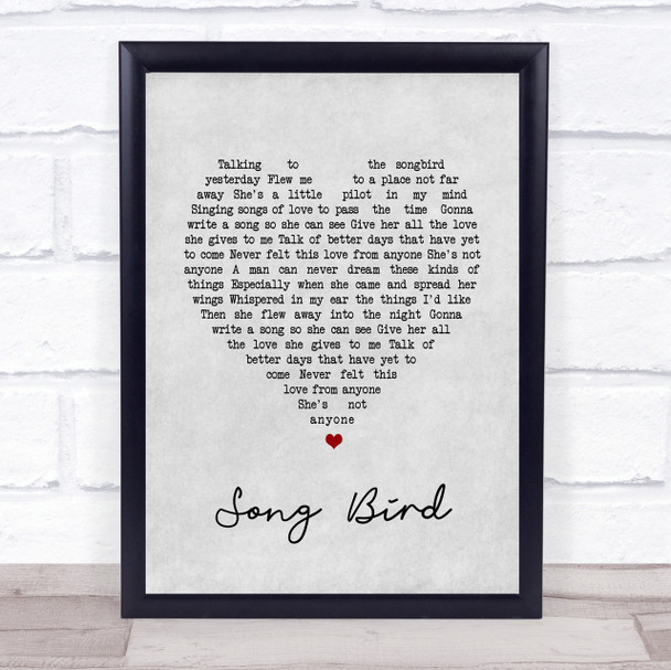 Oasis Song Bird Grey Heart Song Lyric Quote Print