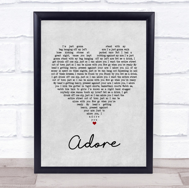 Amy Shark Adore Grey Heart Song Lyric Quote Print