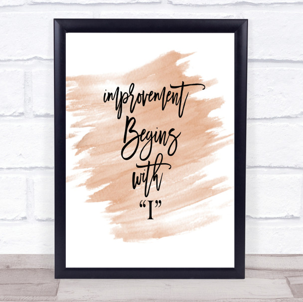 Improvement Begins Quote Print Watercolour Wall Art