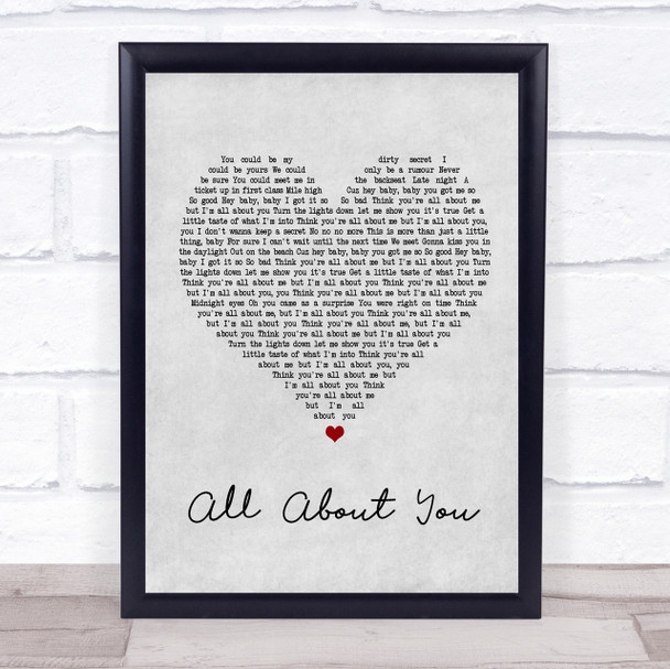 Hilary Duff All About You Grey Heart Song Lyric Quote Print