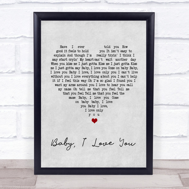 Ramones Baby I Love You Grey Heart Song Lyric Quote Print