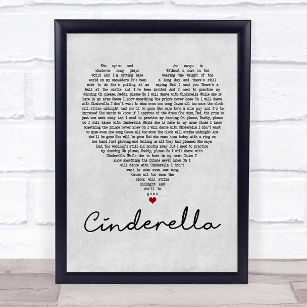 Steven Curtis Chapman Cinderella Grey Heart Song Lyric Quote Print