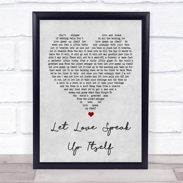 The Beautiful South Let Love Speak Up Itself Grey Heart Song Lyric Quote Print