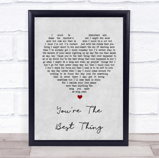 The Style Council You're The Best Thing Grey Heart Song Lyric Quote Print