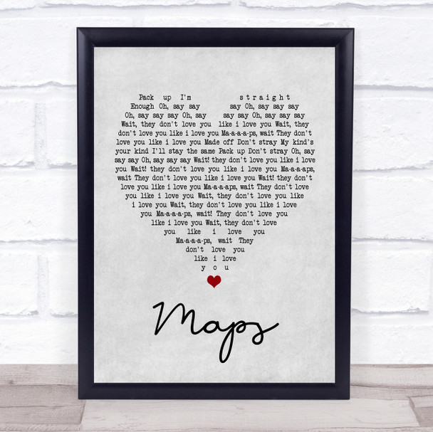 Yeah Yeah Yeahs Maps Grey Heart Song Lyric Quote Print