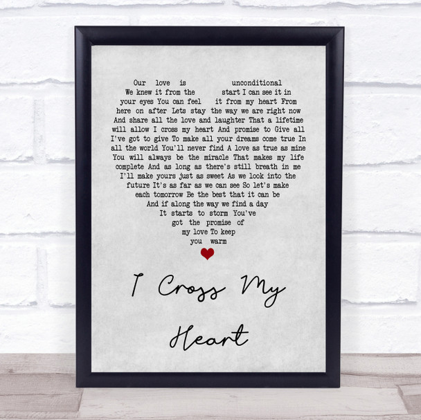 George Strait I Cross My Heart Grey Heart Quote Song Lyric Print