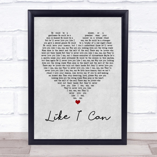 Sam Smith Like I Can Grey Heart Quote Song Lyric Print