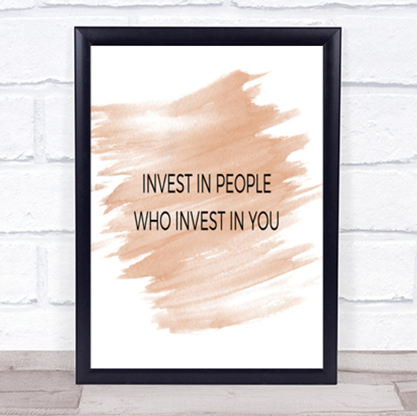Invest In People Quote Print Watercolour Wall Art