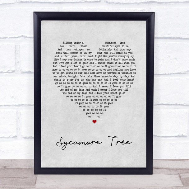 The Hunna Sycamore Tree Grey Heart Song Lyric Print