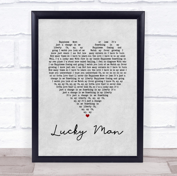 The Verve Lucky Man Grey Heart Song Lyric Print