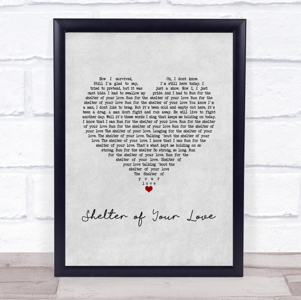 Jimmy Cliff Shelter of Your Love Grey Heart Song Lyric Print