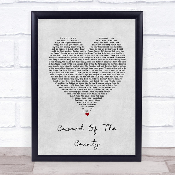 Kenny Rogers Coward Of The County Grey Heart Song Lyric Print