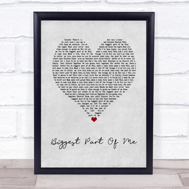 Ambrosia Biggest Part Of Me Grey Heart Song Lyric Print