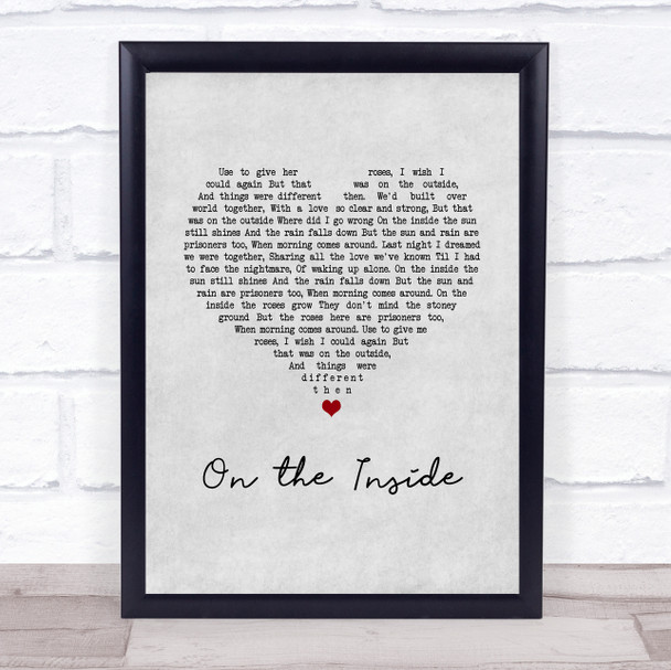 Lynne Hamilton On the Inside Grey Heart Song Lyric Print