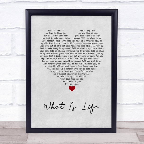 George Harrison What Is Life Grey Heart Song Lyric Print