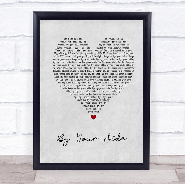 Jonas Blue By Your Side Grey Heart Song Lyric Print