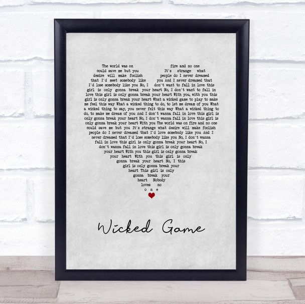 Chris Isaak Wicked Game Grey Heart Song Lyric Print